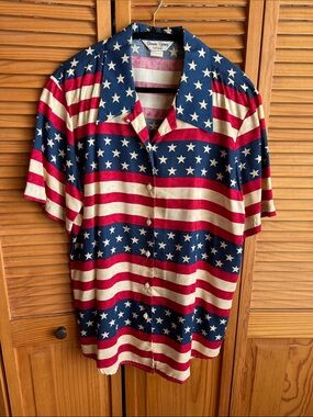 SHARON YOUNG’s America Celebrates Red, White & Blue Americana Button-Up Shirt